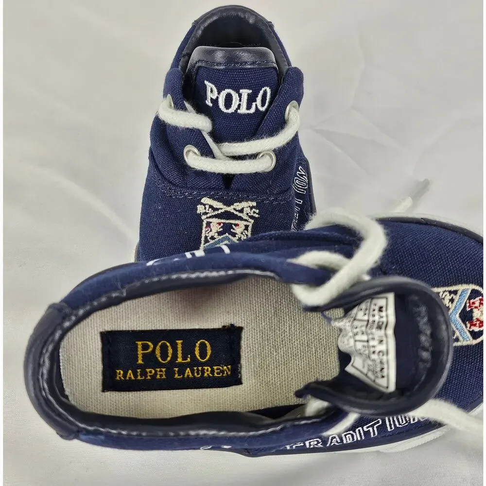 POLO RALPH LAUREN TODDLER VAUGHN II NEW YORK CANVAS SHOES - CHILD SIZE 4
